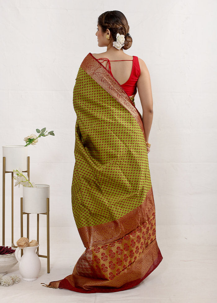 Green Cotton Saree Without Blouse Piece - Indian Silk House Agencies