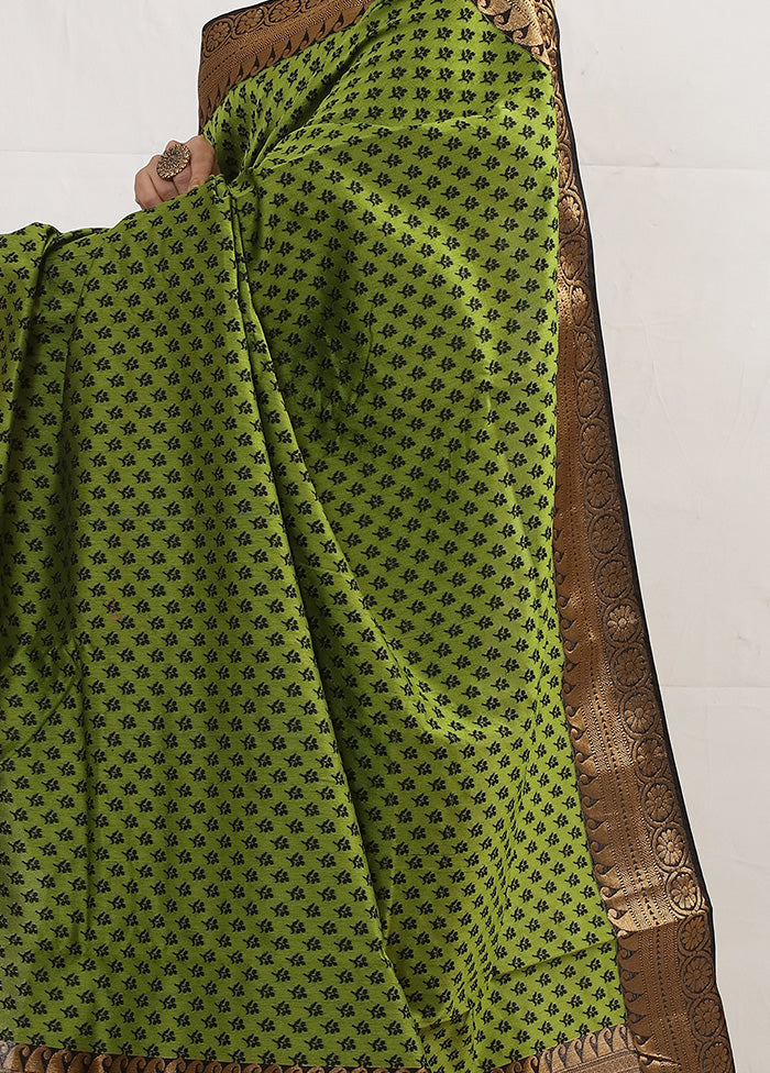 Light Green Cotton Saree Without Blouse Piece - Indian Silk House Agencies