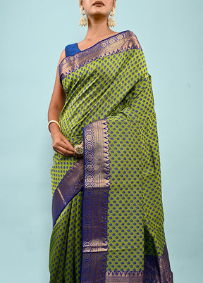 Green Cotton Saree Without Blouse Piece - Indian Silk House Agencies