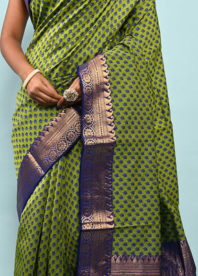 Green Cotton Saree Without Blouse Piece - Indian Silk House Agencies