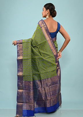 Green Cotton Saree Without Blouse Piece - Indian Silk House Agencies