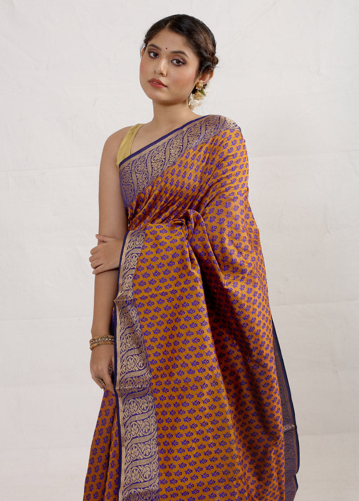 Rust Cotton Saree With Blouse Piece - Indian Silk House Agencies