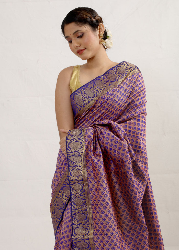 Mauve Pink Cotton Saree Without Blouse Piece - Indian Silk House Agencies