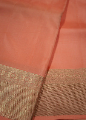 Peach Kanjivaram Pure Silk Saree With Blouse Piece - Indian Silk House Agencies