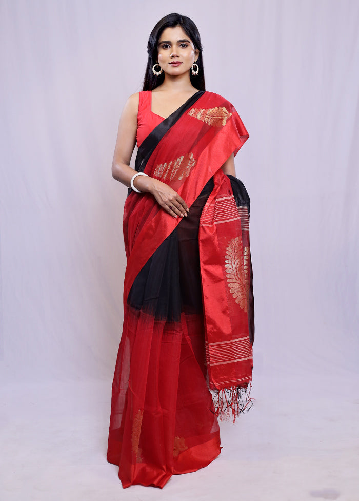 Black Matka Silk Saree With Blouse Piece - Indian Silk House Agencies