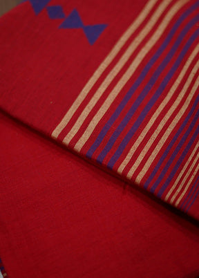 Red Pure Cotton Saree With Blouse Piece - Indian Silk House Agencies