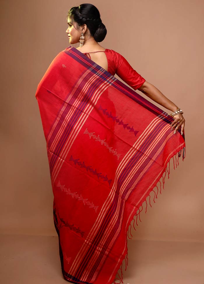 Red Begumpuri Cotton Saree With Blouse Piece - Indian Silk House Agencies