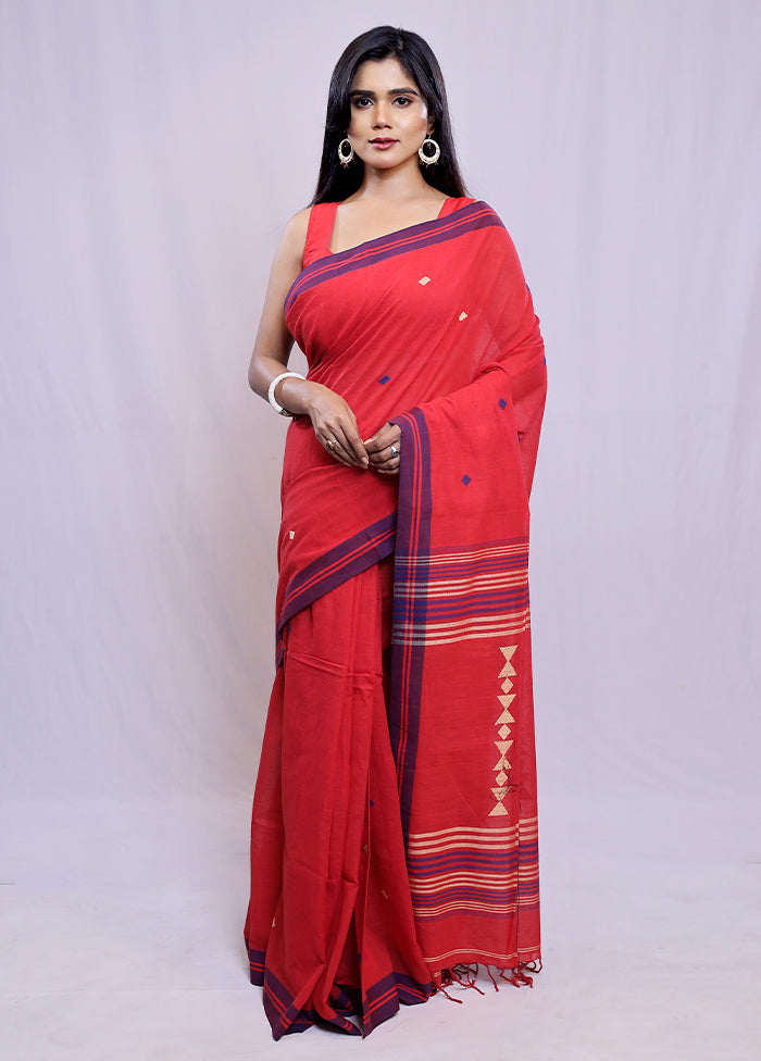 Red Begumpuri Cotton Saree With Blouse Piece - Indian Silk House Agencies