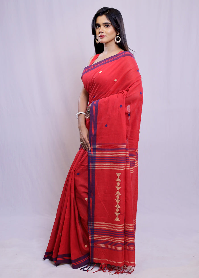 Red Begumpuri Cotton Saree With Blouse Piece - Indian Silk House Agencies