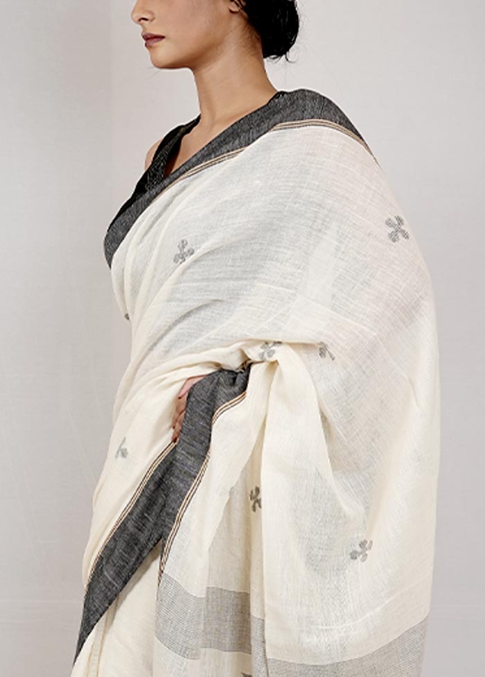 White Begumpuri Cotton Saree Without Blouse Piece - Indian Silk House Agencies