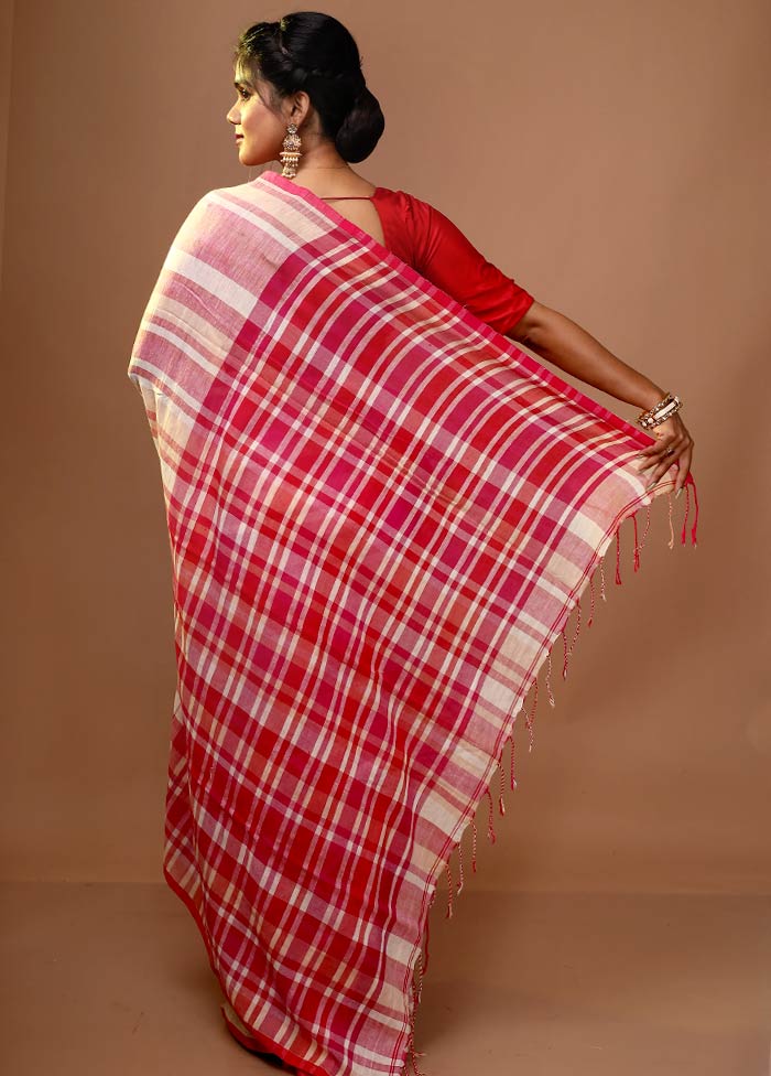 Pink Shantipuri Cotton Saree Without Blouse Piece - Indian Silk House Agencies