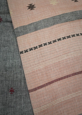 Grey Pure Cotton Saree With Blouse Piece - Indian Silk House Agencies