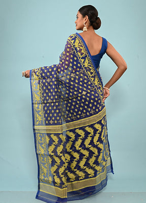 Blue Tant Cotton Saree Without Blouse Piece - Indian Silk House Agencies