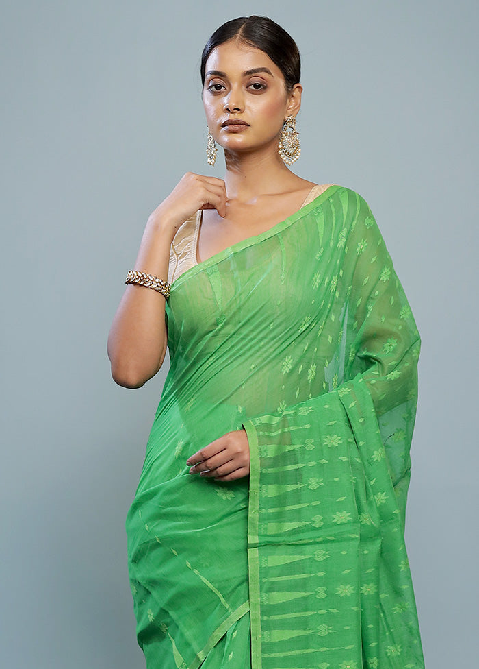 Green Tant Cotton Saree Without Blouse Piece - Indian Silk House Agencies