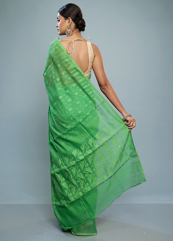 Green Tant Cotton Saree Without Blouse Piece - Indian Silk House Agencies