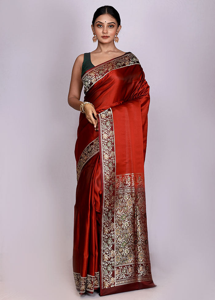 Maroon Pure Valkalam Silk Saree With Blouse Piece - Indian Silk House Agencies