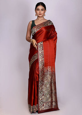 Maroon Pure Valkalam Silk Saree With Blouse Piece - Indian Silk House Agencies