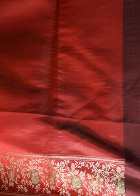 Maroon Pure Valkalam Silk Saree With Blouse Piece - Indian Silk House Agencies