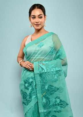 Green Net Saree With Blouse Piece - Indian Silk House Agencies