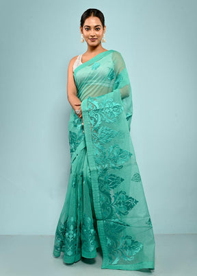 Green Net Saree With Blouse Piece - Indian Silk House Agencies