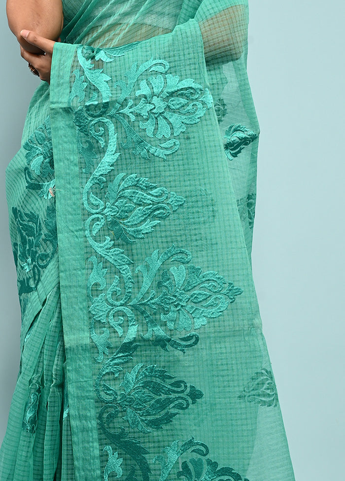 Green Net Saree With Blouse Piece - Indian Silk House Agencies