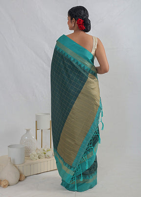 Green Dupion Silk Saree With Blouse Piece - Indian Silk House Agencies