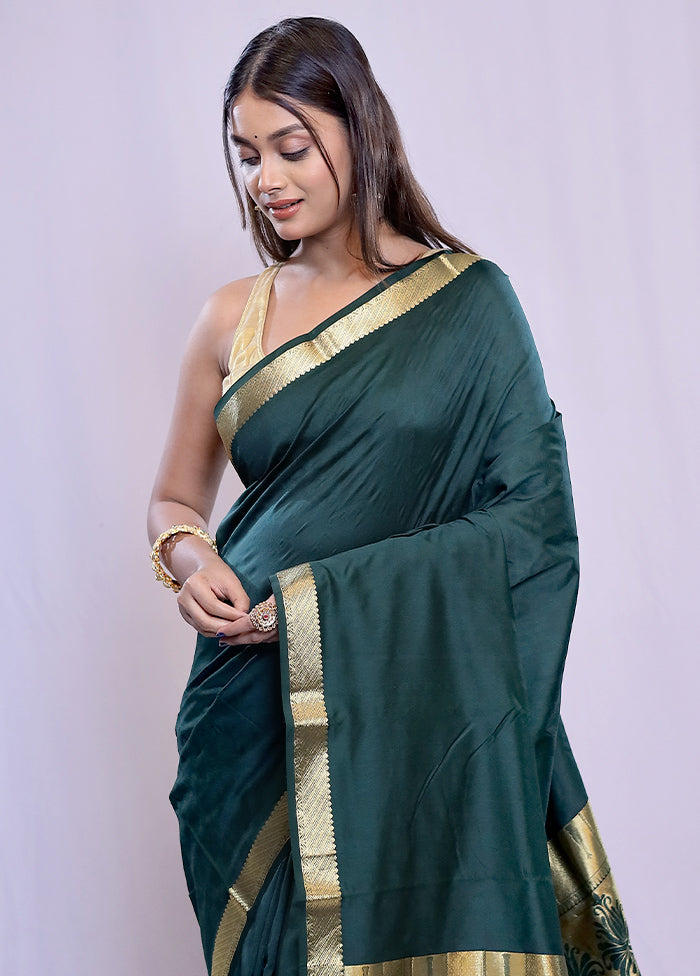 Green Kanjivaram Silk Saree With Blouse Piece - Indian Silk House Agencies