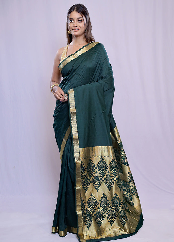 Green Kanjivaram Silk Saree With Blouse Piece - Indian Silk House Agencies