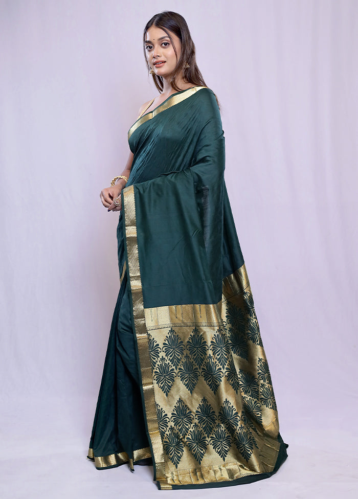 Green Kanjivaram Silk Saree With Blouse Piece - Indian Silk House Agencies