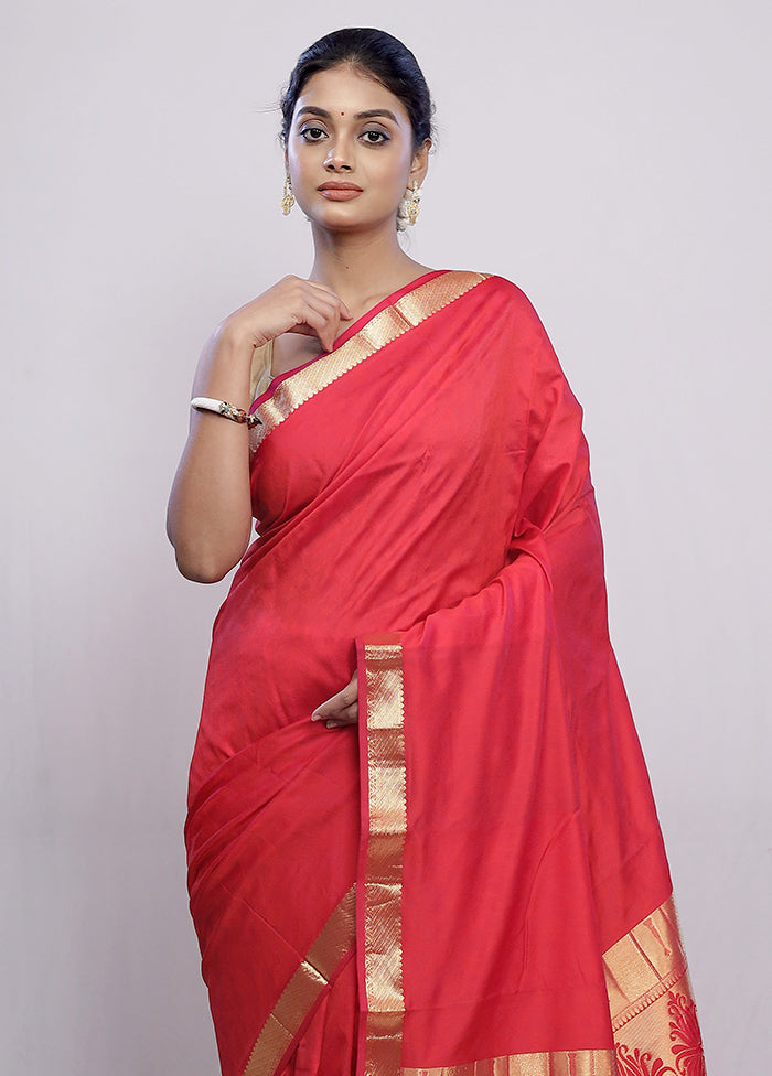 Pink Kanjivaram Silk Saree With Blouse Piece - Indian Silk House Agencies