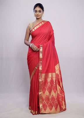 Pink Kanjivaram Silk Saree With Blouse Piece - Indian Silk House Agencies