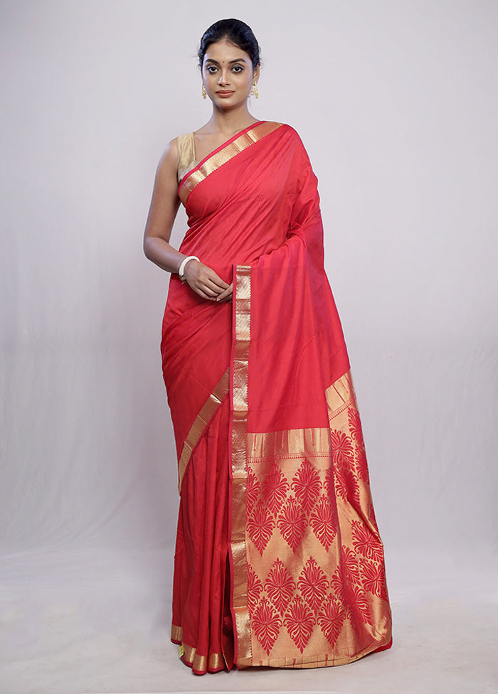 Pink Kanjivaram Silk Saree With Blouse Piece - Indian Silk House Agencies