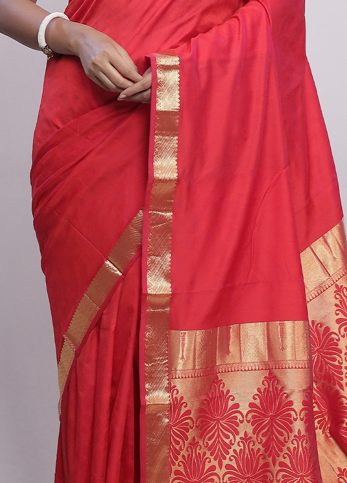 Pink Kanjivaram Silk Saree With Blouse Piece - Indian Silk House Agencies