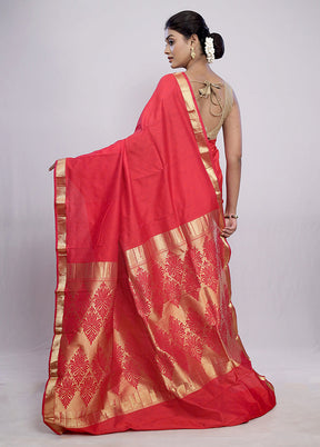 Pink Kanjivaram Silk Saree With Blouse Piece - Indian Silk House Agencies