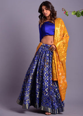 Blue Readymade Chiffon Lehenga Set With Dupatta - Indian Silk House Agencies