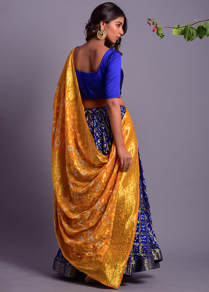 Blue Readymade Chiffon Lehenga Set With Dupatta - Indian Silk House Agencies