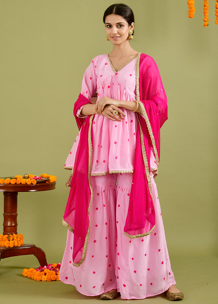 3 Pc Pink Silk Suit Set With Dupatta VDRAN1412226 - Indian Silk House Agencies