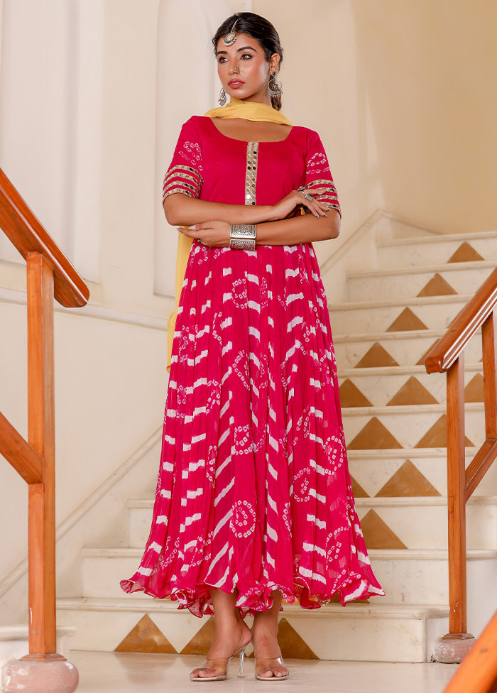 Magenta Pure Georgette Indian Dress With Dupatta