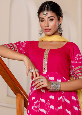 Magenta Pure Georgette Indian Dress With Dupatta