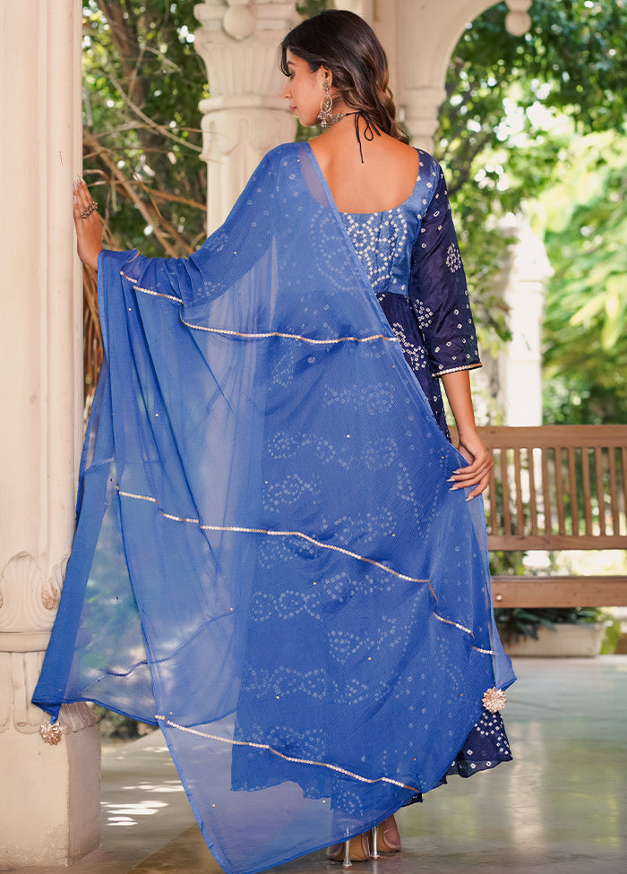 3 Pc Blue Pure Silk Hand Crafted Suit Set - Indian Silk House Agencies