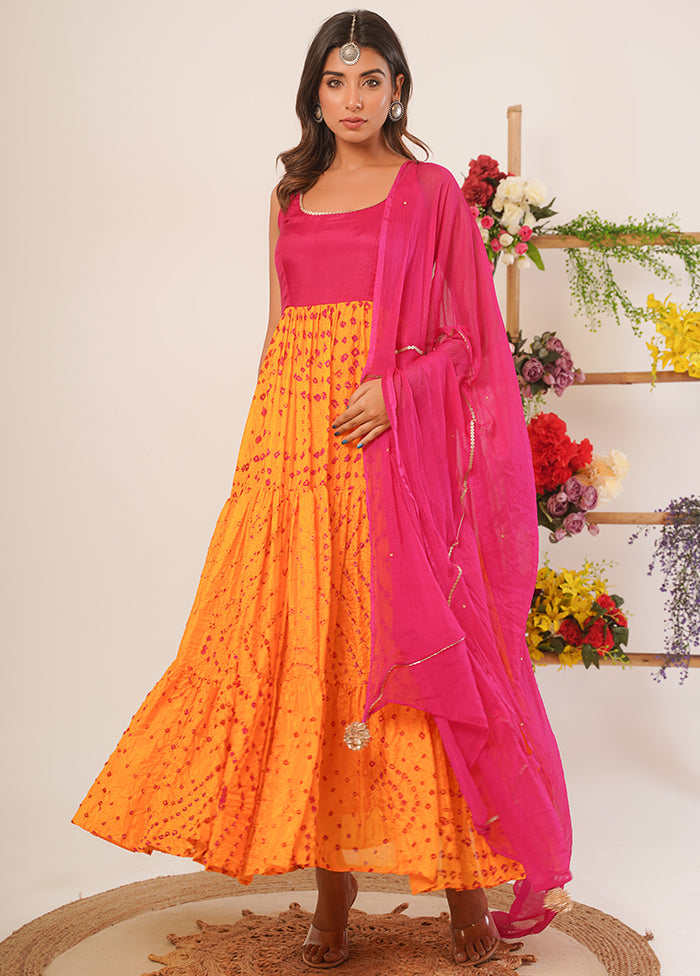 Yellow Pure Silk Indian Dress With Dupatta