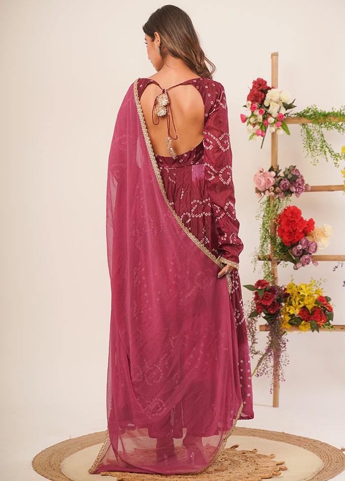 Mauve Pure Silk Indian Dress With Dupatta