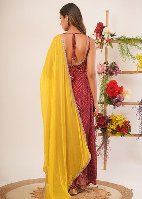 Maroon Pure Silk Indian Dress With Dupatta