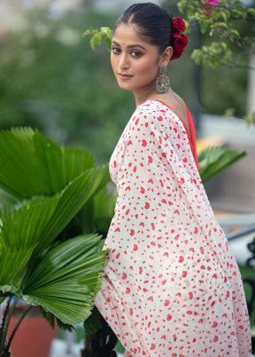 White Cotton Saree With Blouse Piece