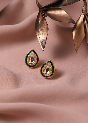 Golden Moon Stone Alloy Earrings - Indian Silk House Agencies