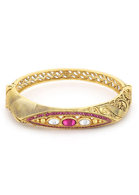 Golden Moon Stone Brass Bracelet - Indian Silk House Agencies