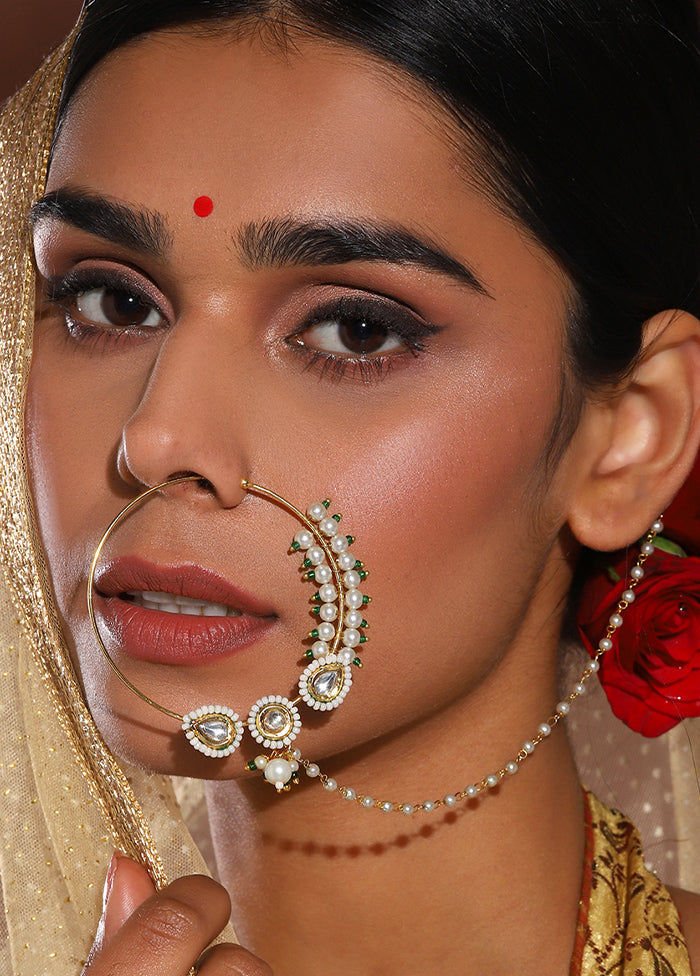 Golden Stone Work Alloy Nose Ring - Indian Silk House Agencies