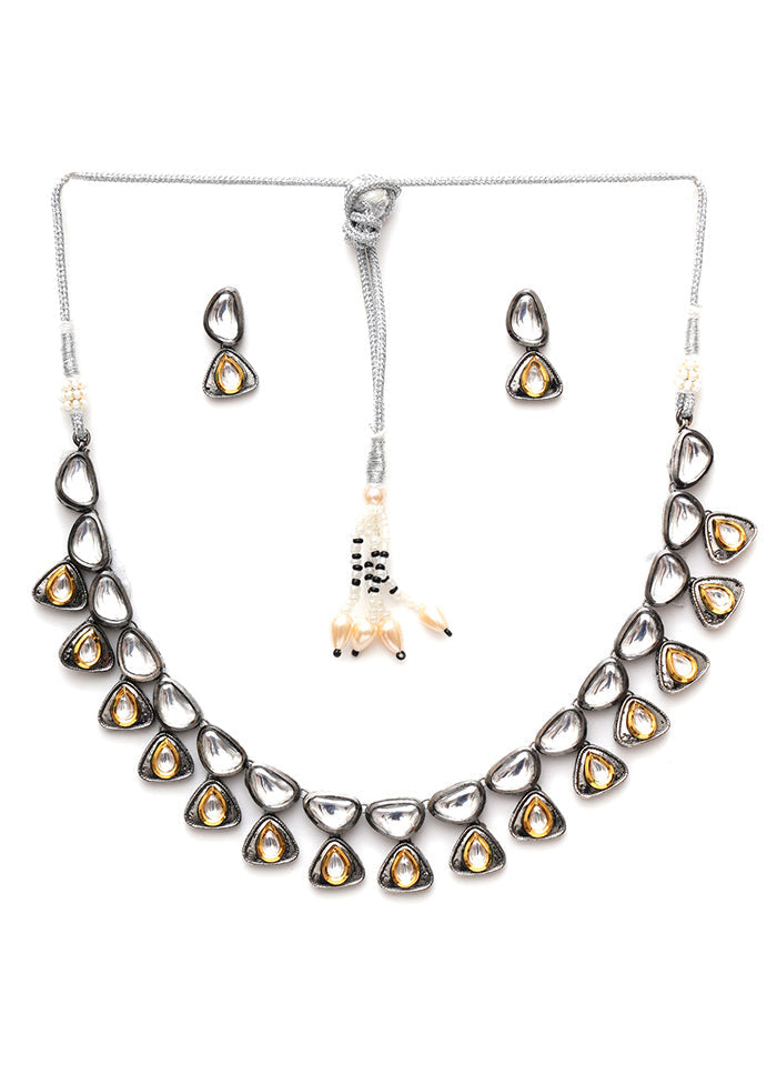 Multicolor Brass Rhodium Plated Jewellery Set