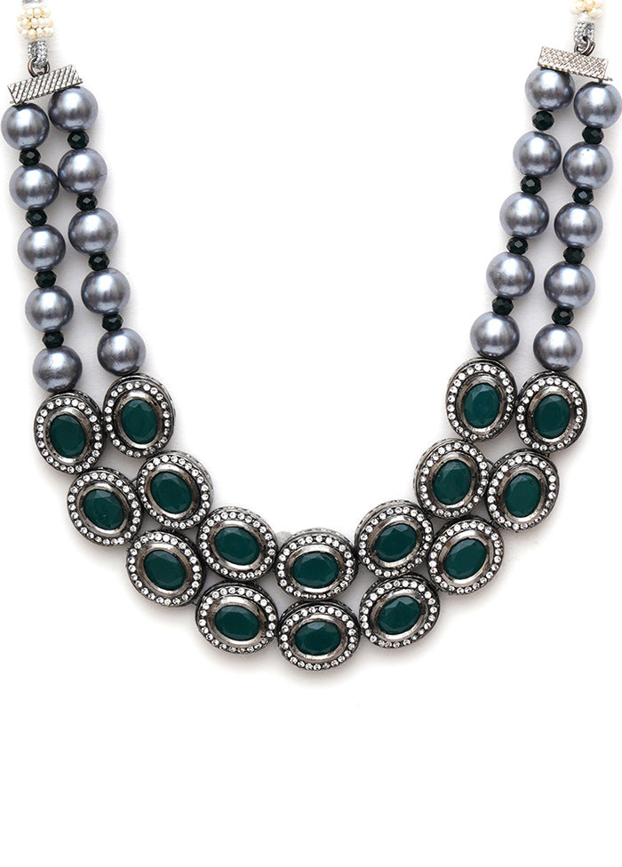 Multicolor Brass Rhodium Plated Necklace