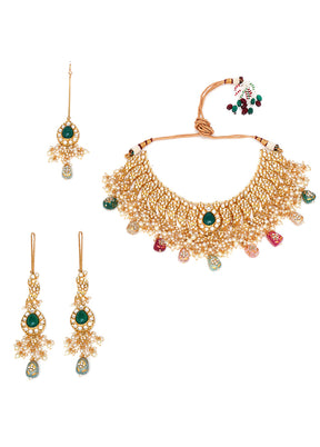 Multicolor Brass Drawstring Jewellery Set